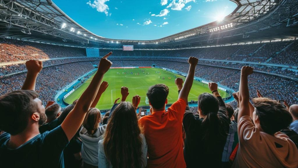 Un grupo de adultos en un campo de fútbol. (Imagen generada por IA)