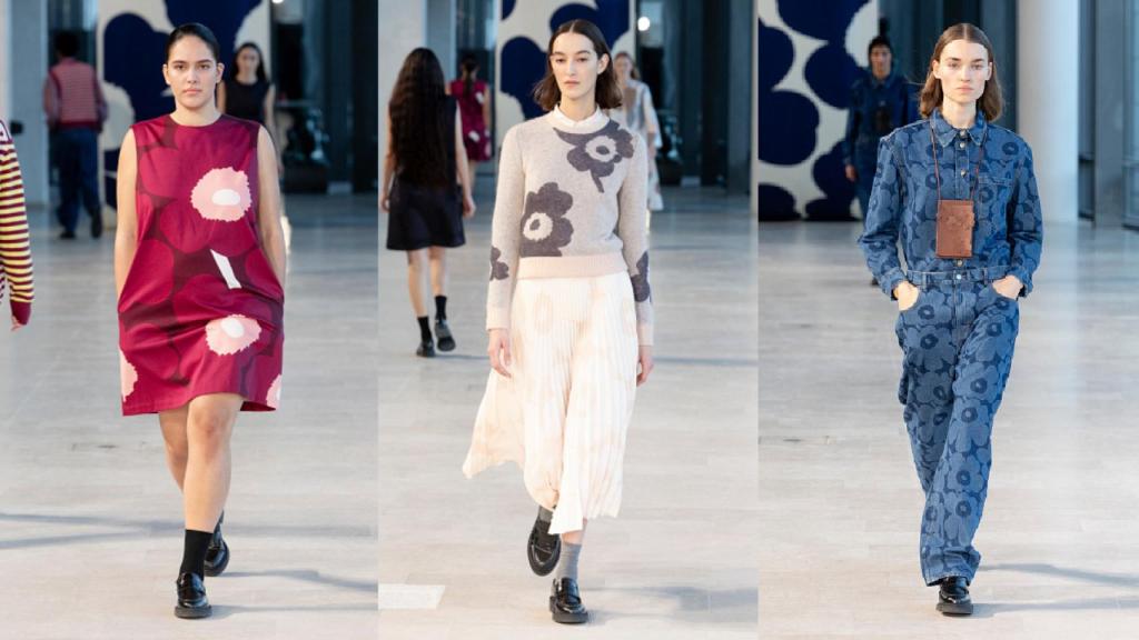 Siluetas del desfile de Marimekko.