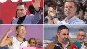 Pedro Sánchez, Alberto Núñez Feijóo, Yolanda Díaz y Santiago Abascal