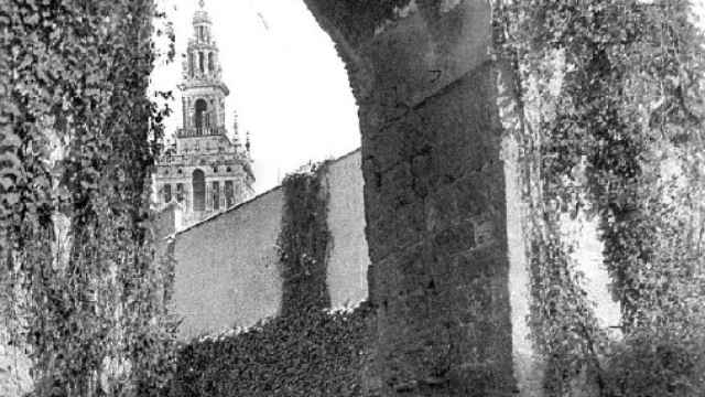 El Alcázar de Sevilla, nevado, en 1954.