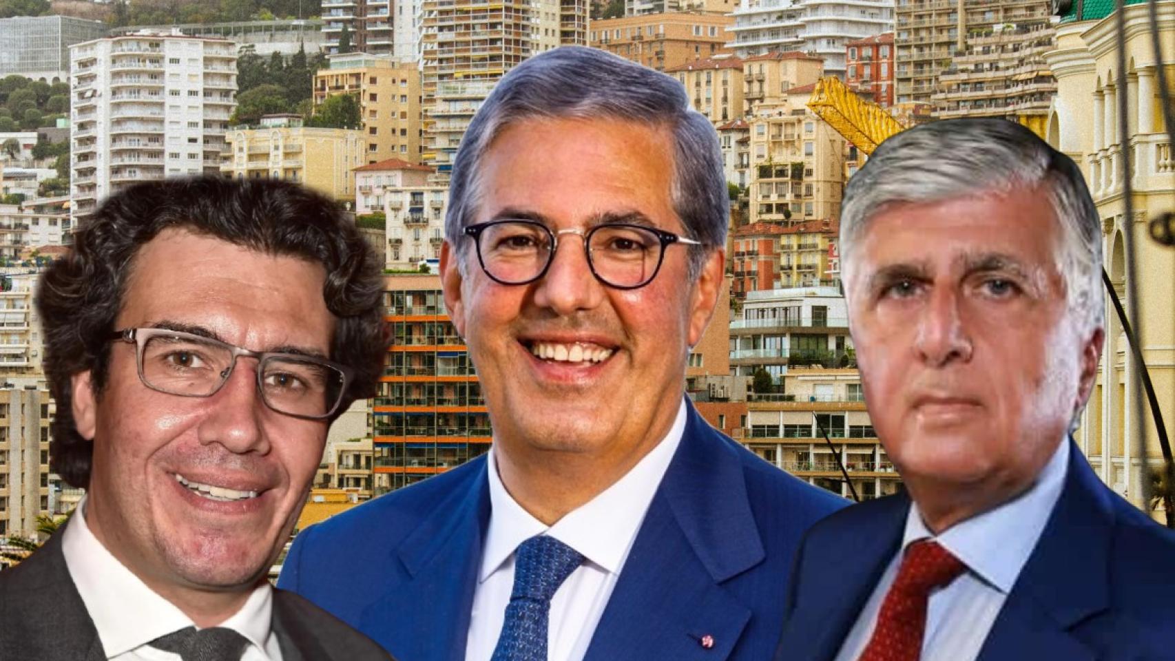 Patrice Pastor, Claudio Marzocco y Antonio Caroli, en un fotomontaje de El Español, en una zona de Mónaco.