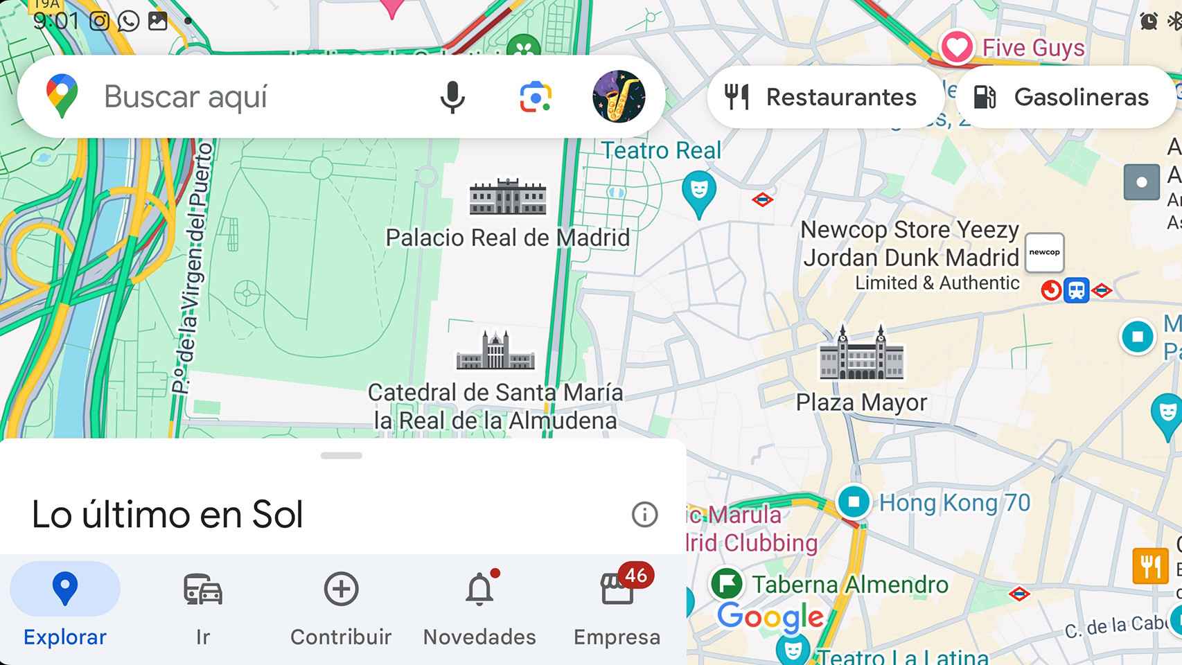 Imagen del centro de Madrid en Google Maps