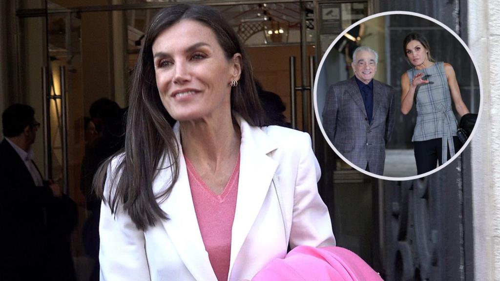 La Reina, a su llegada a la Academia de Cine.