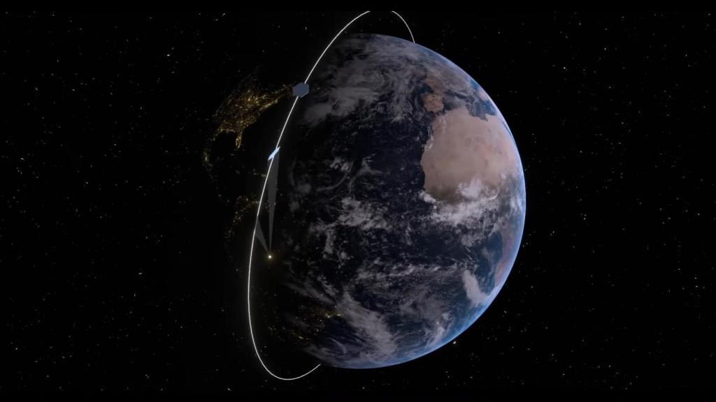Representación de reflectores apuntando a tierra firme
