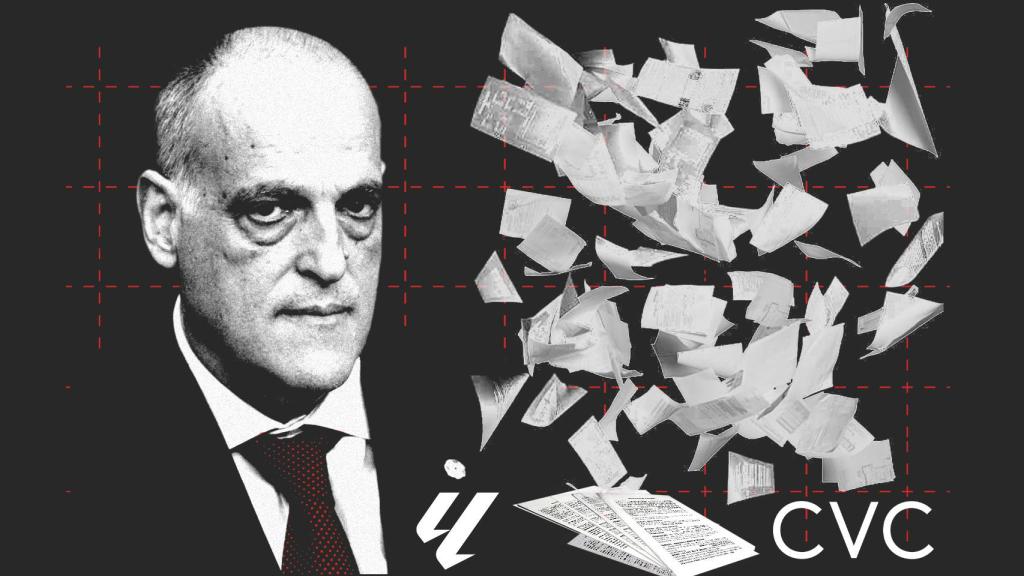 Javier Tebas, en un fotomontaje