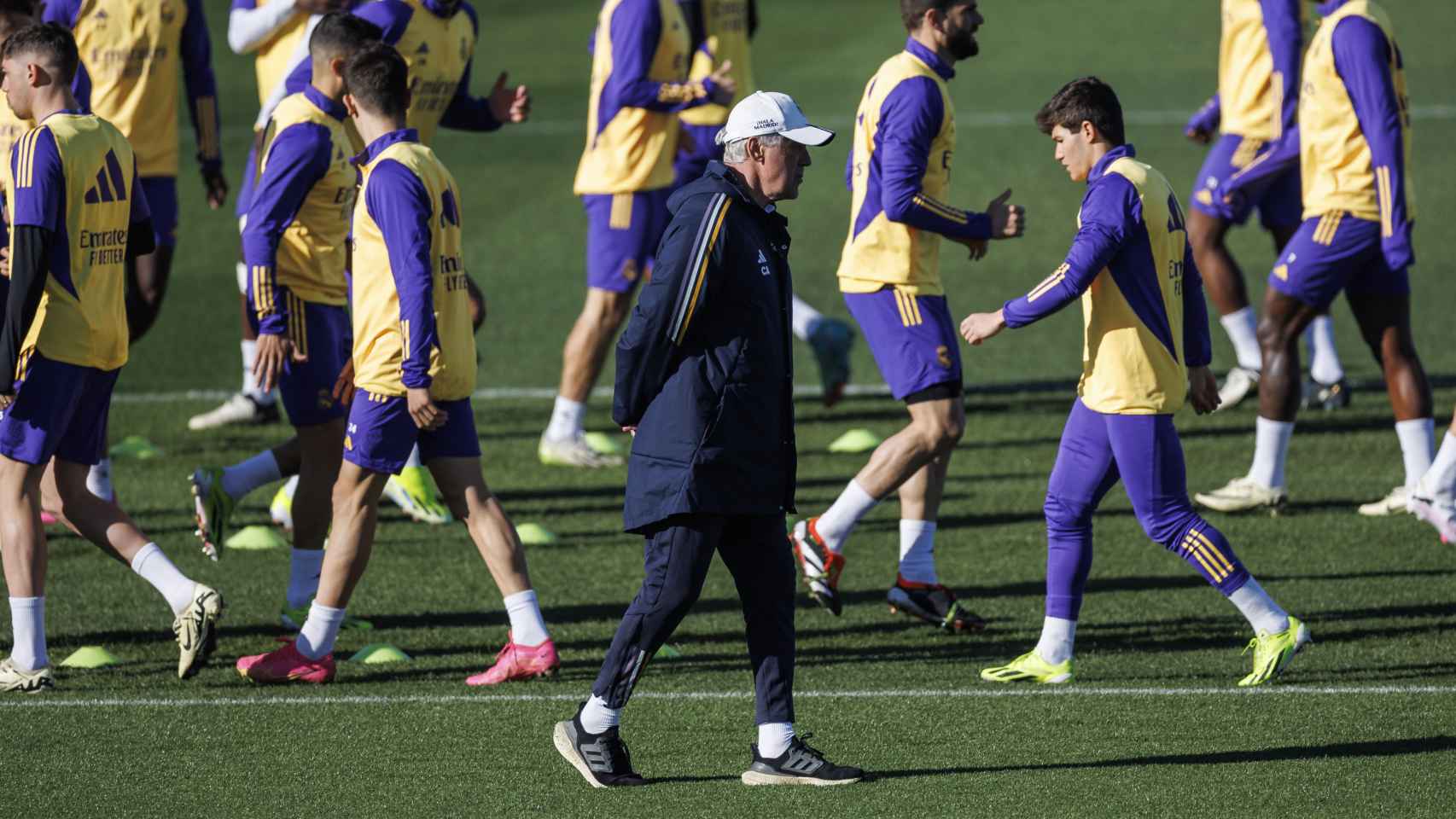 Carlo Ancelotti, en el entrenamiento del Real Madrid
