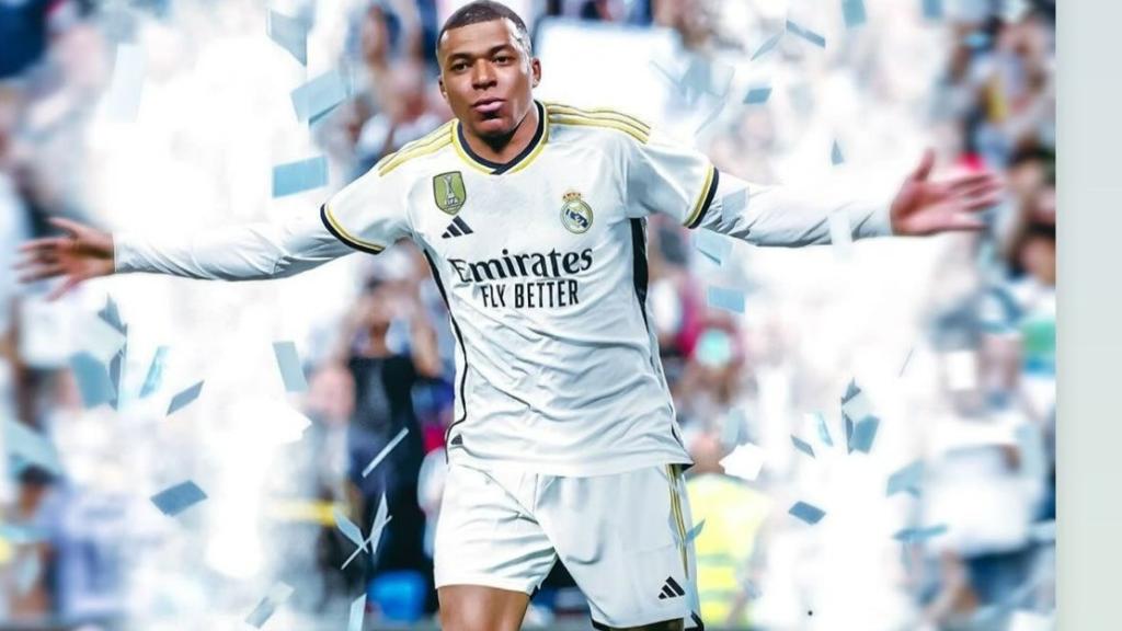 Mbappé, con la camiseta del Real Madrid en la foto compartida por Luka Doncic.