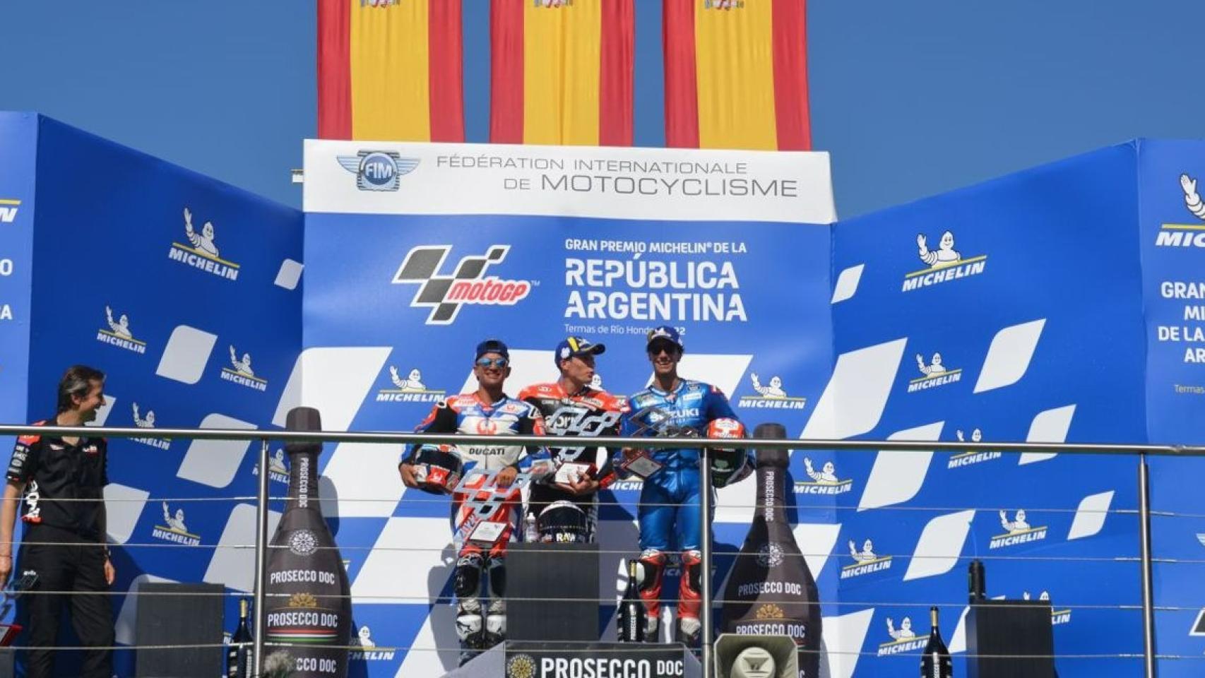 Podio del Gran Premio de Argentina de MotoGP en 2023.
