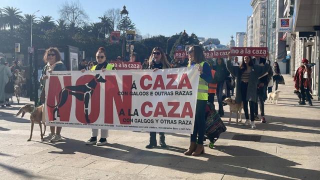 Manifestación contra la caza en A Coruña.