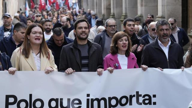 La candidata de Sumar Galicia, Marta Lois, hoy en Santiago de Compostela.