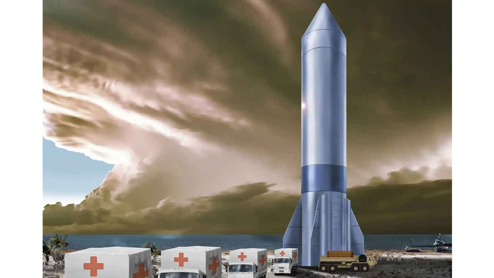 Concepto del programa de la Fuerza Aérea de EEUU de cohete con ayuda humanitaria