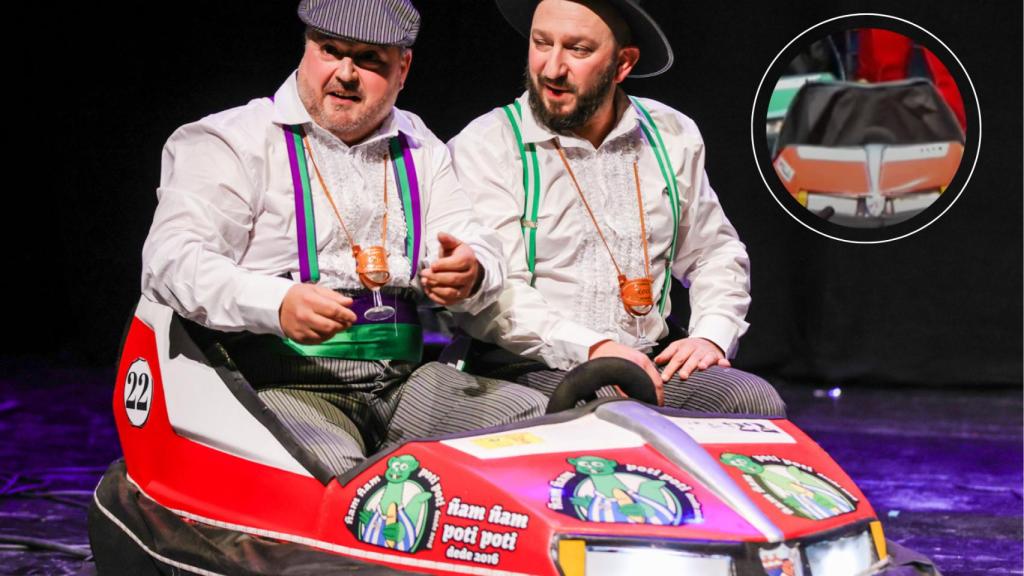 Una imagen de este año y arriba a la izquierda el coche de Constantino El Tiroriro en 2019.