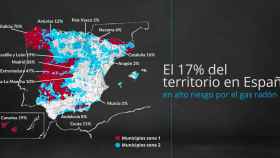 Mapa de riesgo por gas radón en España.