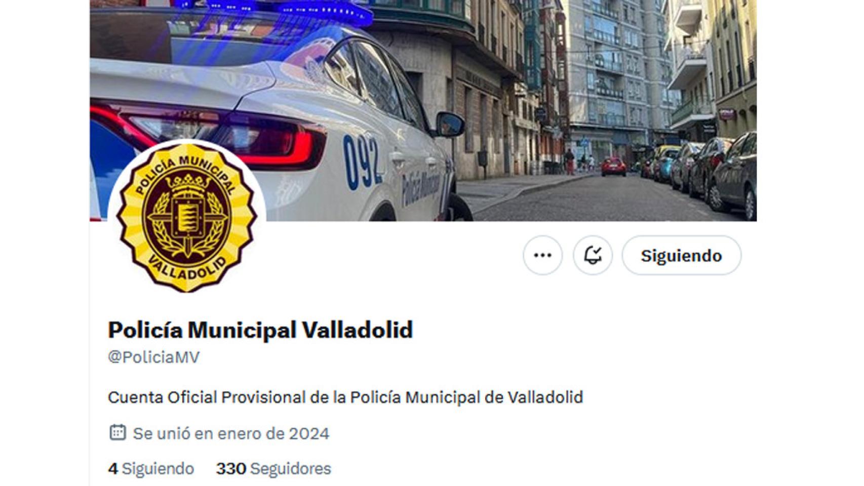 Imagen de la nueva cuenta de la Policía Local de Valladolid