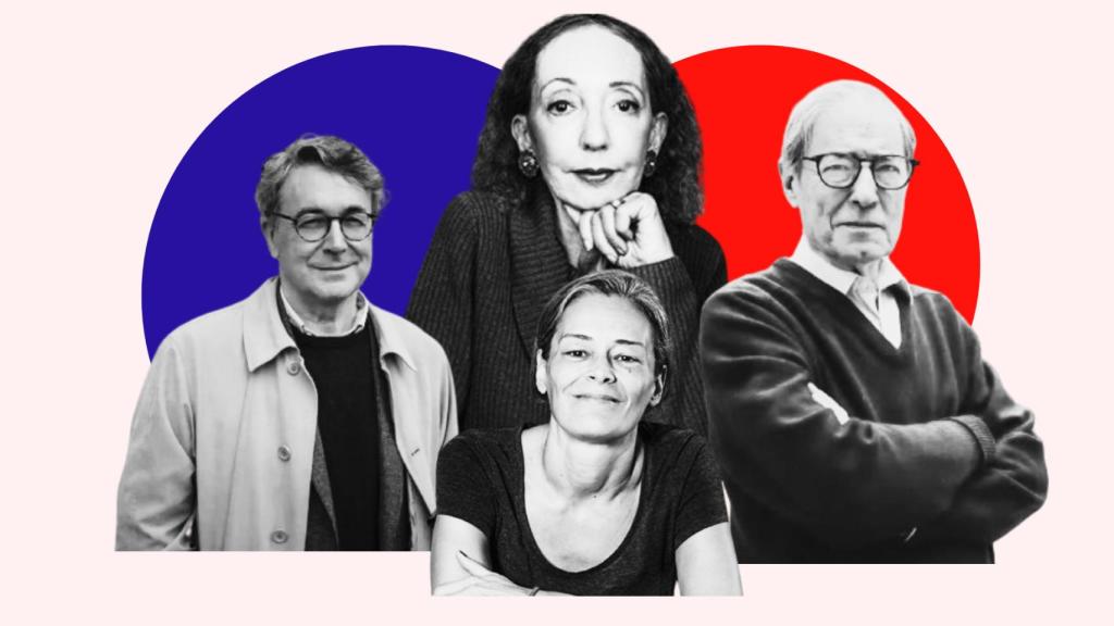 De izquierda a derecha: Andrés Trapiello, Esther García Llover (abajo), Joyce Carol (arriba) y Félix de Azúa.