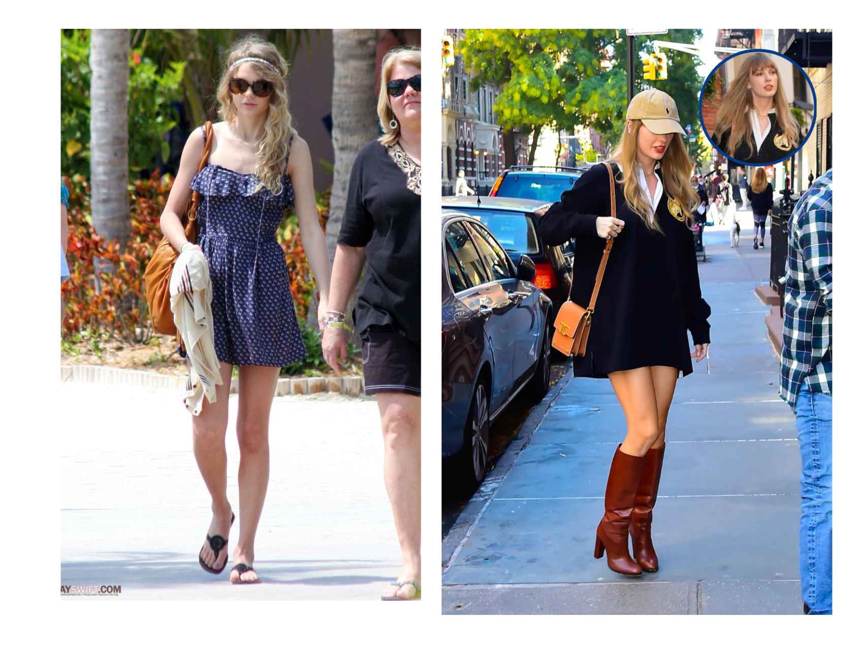 De izquierda a derecha: Taylor Swift en 2009 y 2023.