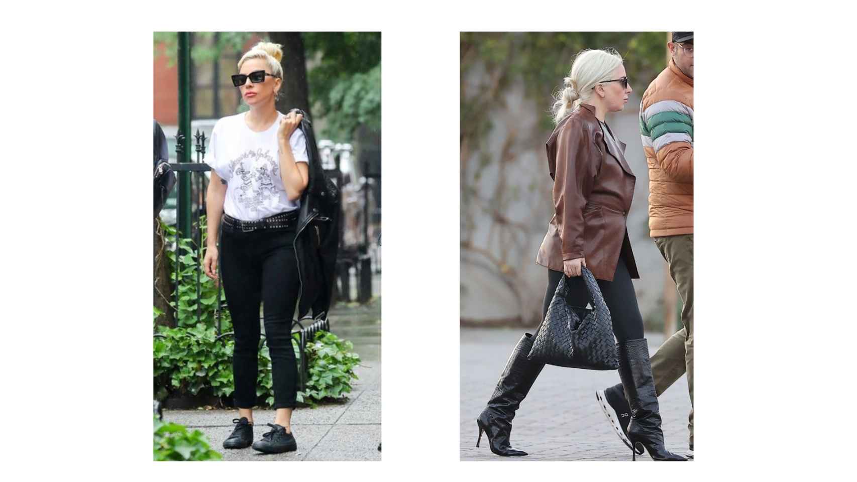 De izquierda a derecha: Lady Gaga en 2010 y 2024.