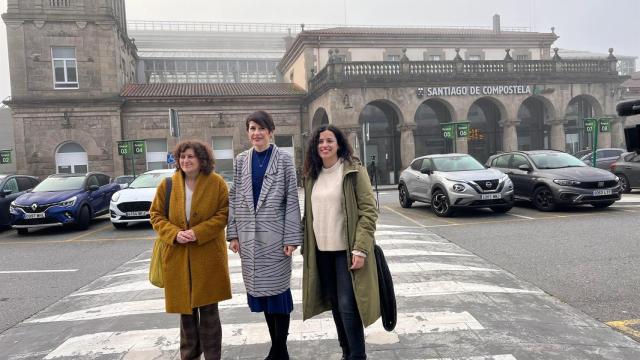 Ana Pontón esta mañana en la estación de Santiago