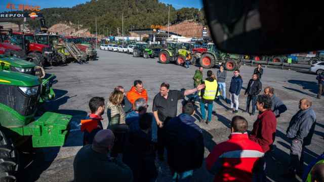 Oriol Junqueras, este miércoles, en una de las tractoradas en Cataluña.