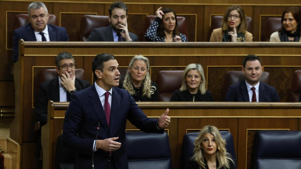 El presidente del Gobierno, Pedro Sánchez, este miércoles durante la sesión de control al Gobierno en el Congreso.