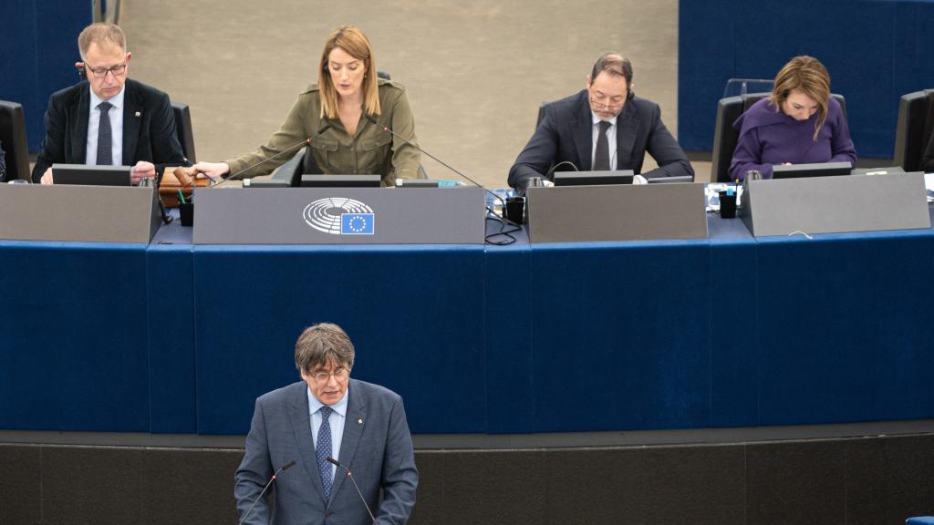 Carles Puigdemont durante su comparecencia del pasado diciembre en el Parlamento Europeo.