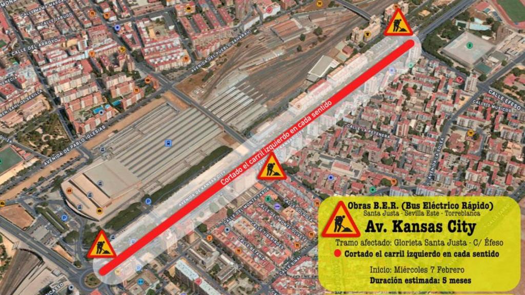 Imagen del corte de tráfico proyectado en la Avenida de Kansas City.
