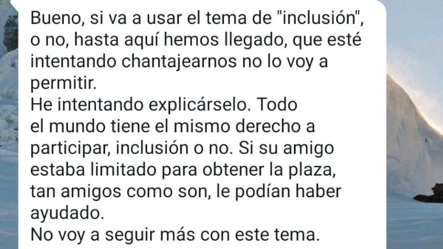 El WhatsApp que el cabo primero de la Legión de Ronda le envía al guía del atleta invidente.