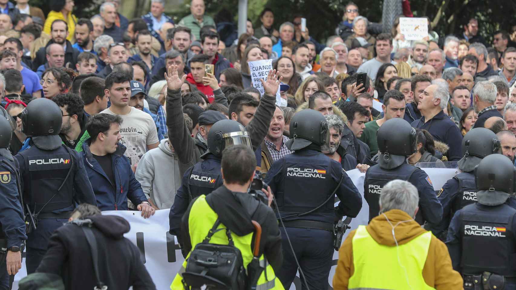 Agricultores durante una manifestación en Oviedo.