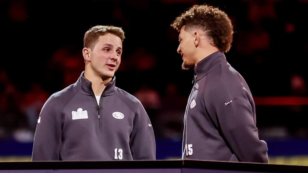 Brock Purdy y Patrick Mahomes, en la 'opening night' de la Super Bowl LVIII