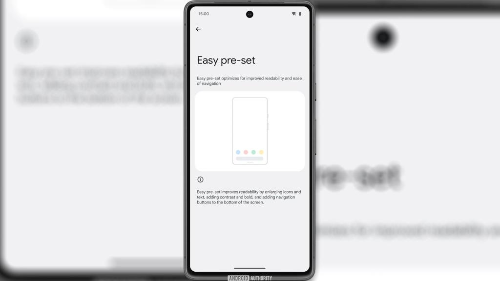 Imagen del nuevo modo sencillo de uso de Android 15