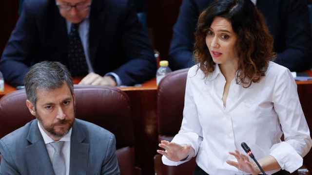 La presidenta de la Comunidad de Madrid, Isabel Díaz Ayuso, interviene durante la sesión de control en la Asamblea de Madrid, este jueves.