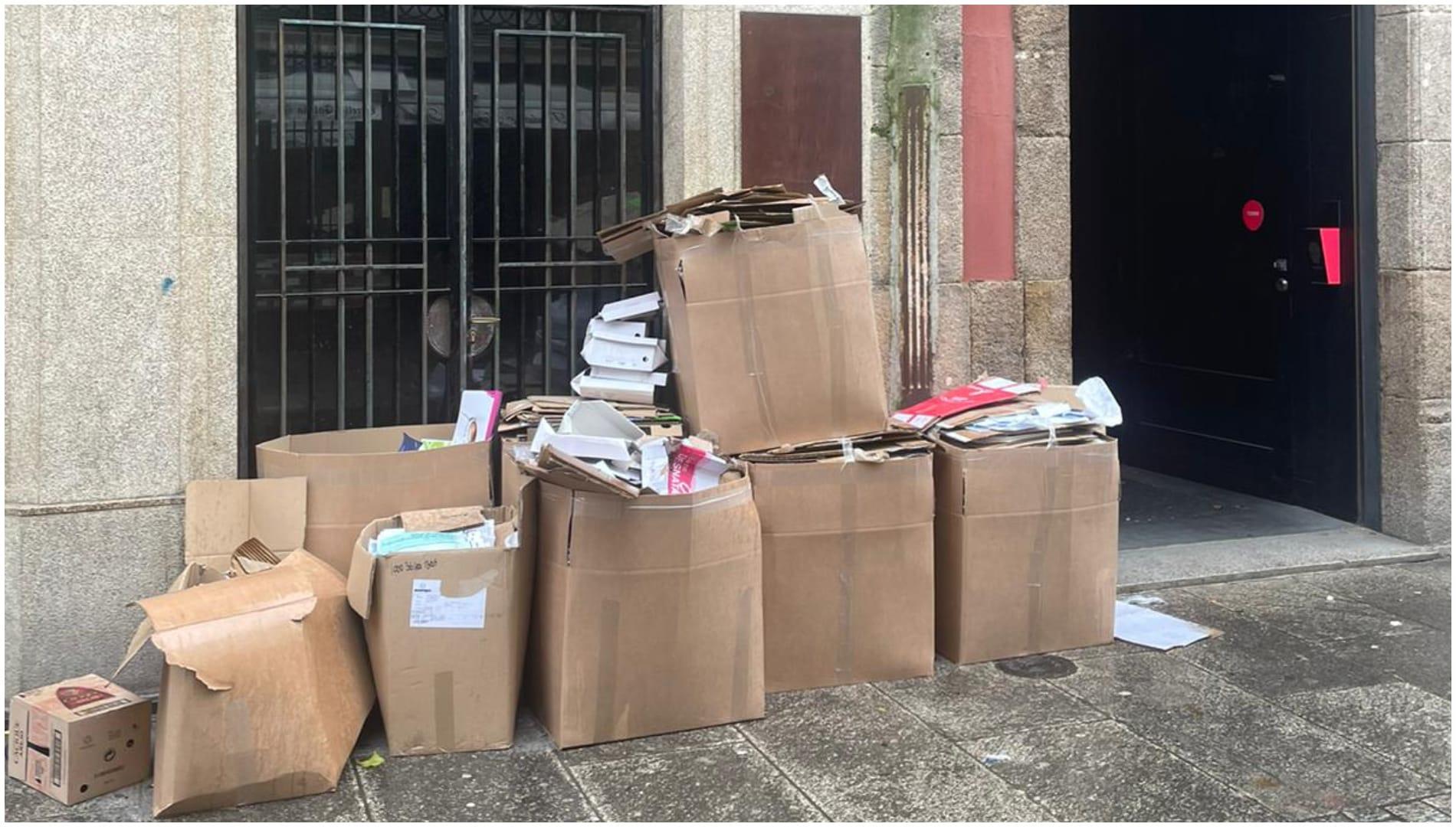 Cartón acumulado en A Coruña