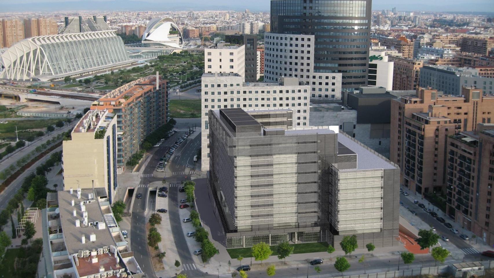 Figuración del nuevo edificio de la AEAT en Valencia. EE