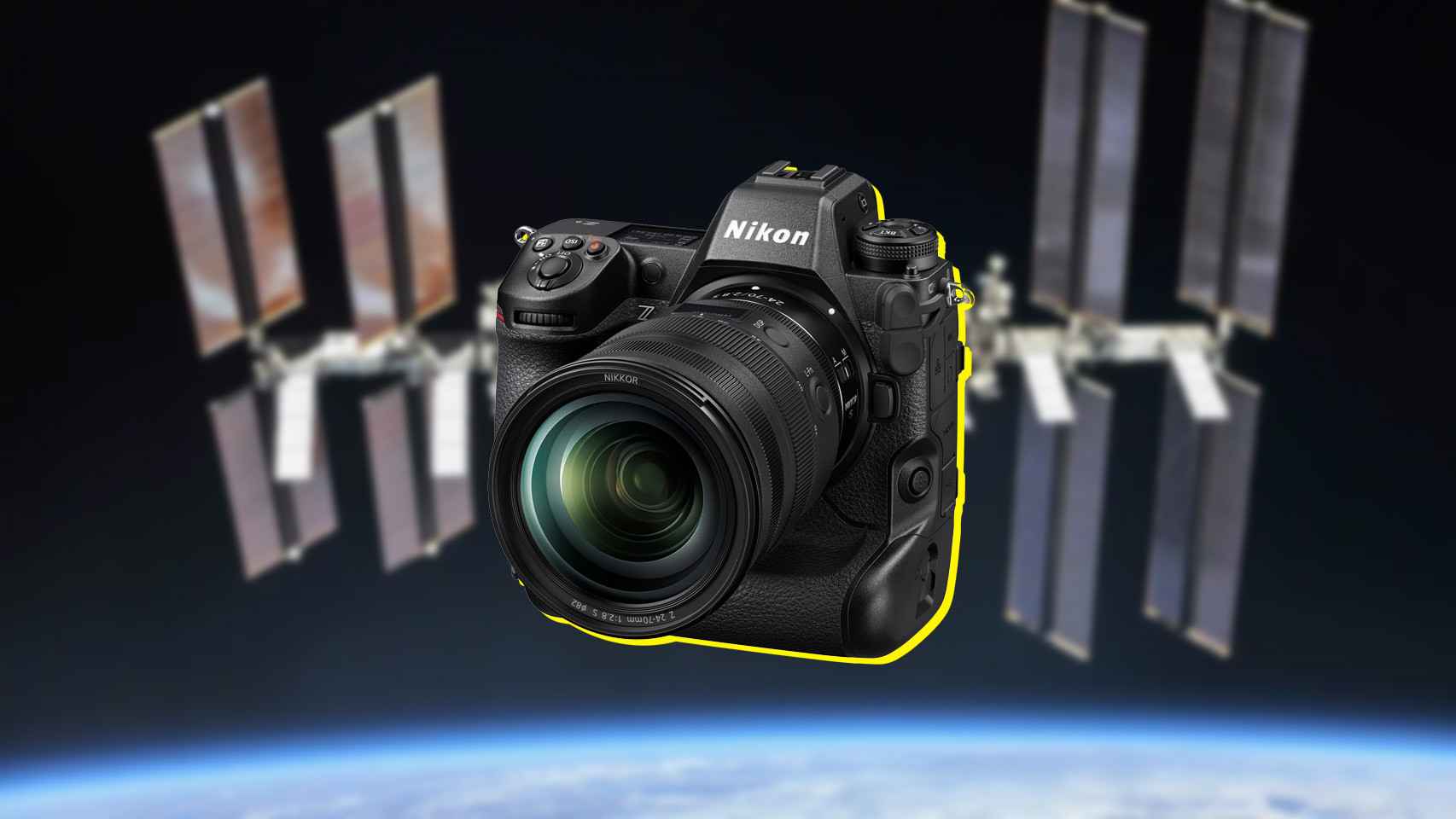 Fotomontaje con la Nikon Z9 y la ISS.