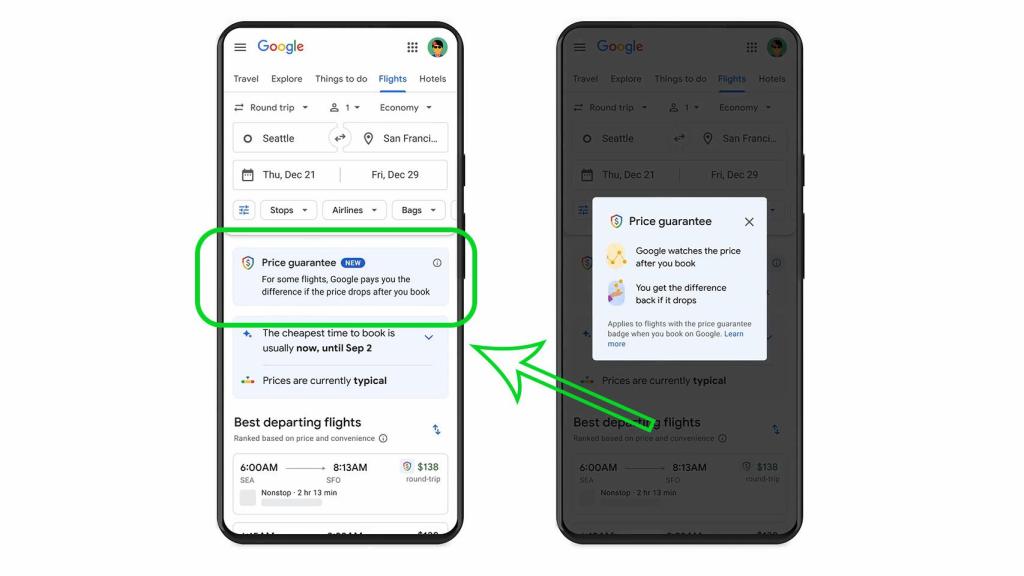 Imagen que muestra la etiqueta de garantía de precios de Google
