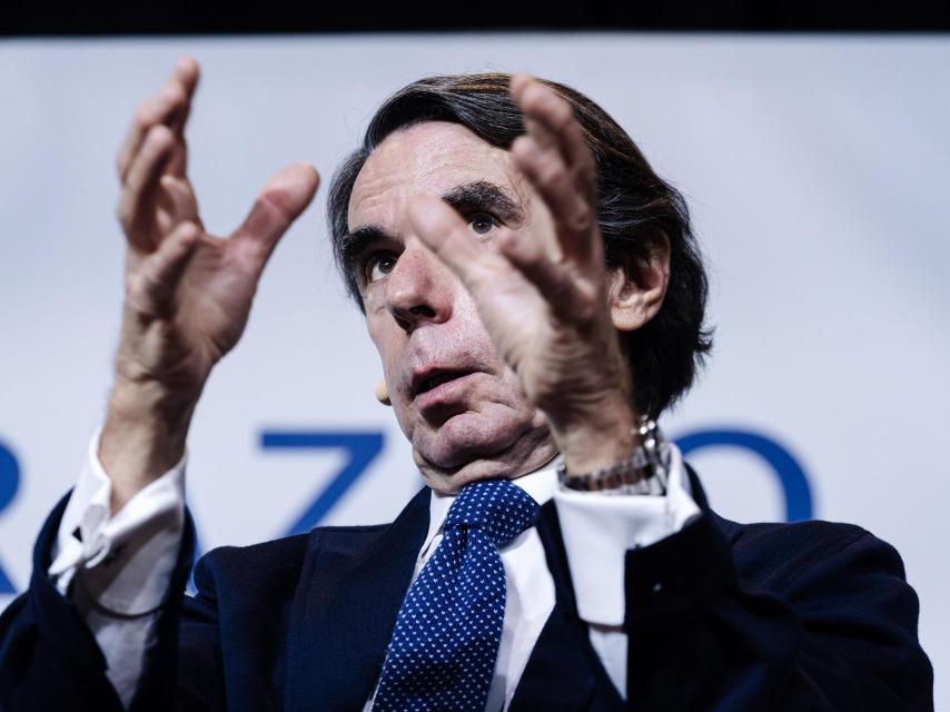 El expresidente del Gobierno José María Aznar, durante un diálogo en la Universidad Francisco de Vitoria.