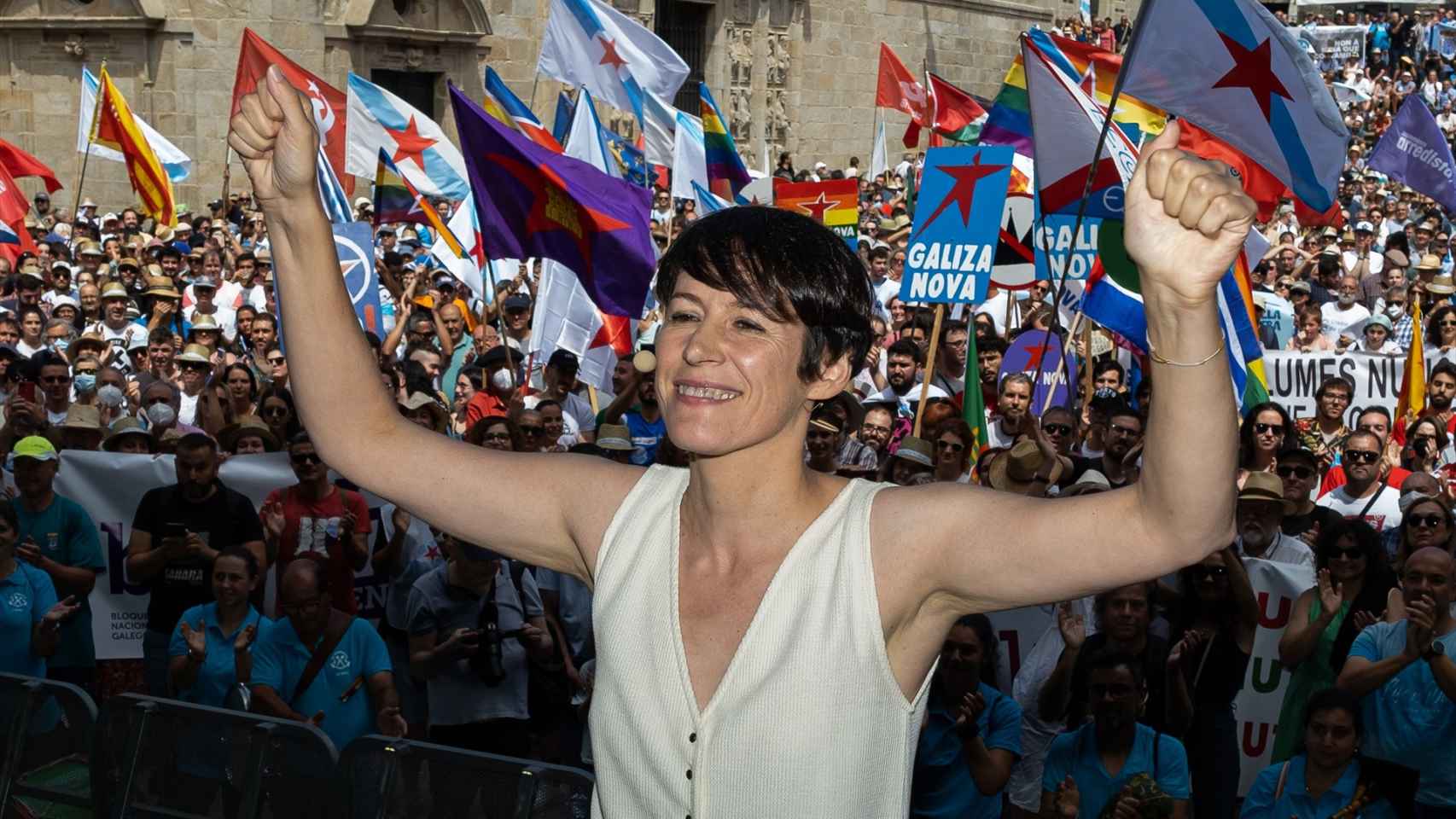 La candidata del BNG a la Presidencia de la Xunta, Ana Pontón, durante la celebración del Día da Patria Galega de 2022, en Santiago de Compostela.