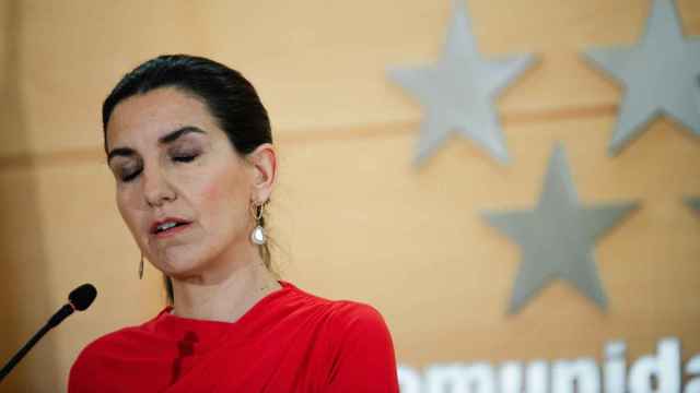 La portavoz de Vox en la Asamblea de Madrid, Rocío Monasterio, atiende a los medios de comunicación tras una reunión de portavoces en la Asamblea de Madrid el pasado 17 de enero.