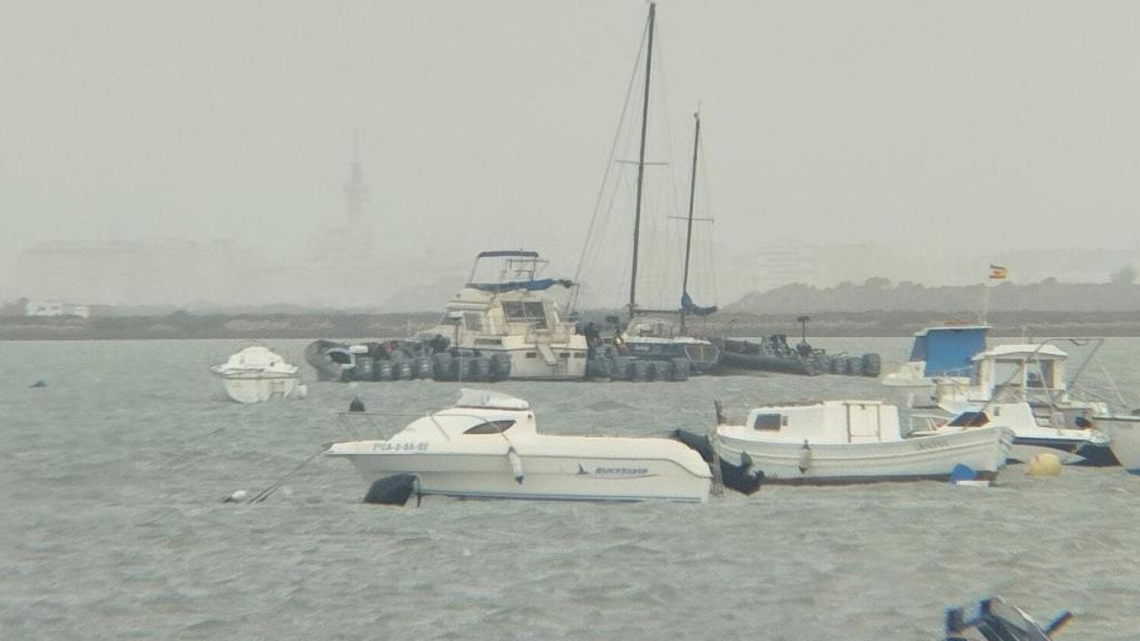 Cuatro narcolanchas, en el Caño de Sancti Petri, en Chiclana de la Frontera.