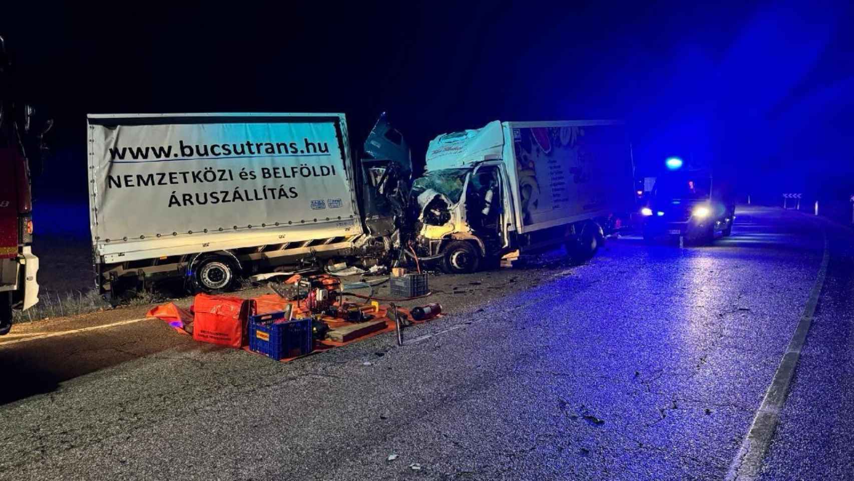 Imagen del accidente entre dos camiones en la provincia de Soria