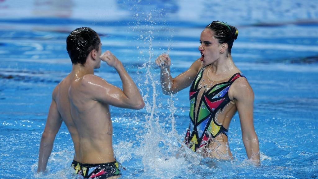 Dennis González y Mireia Hernández, durante su participación en Doha 2024