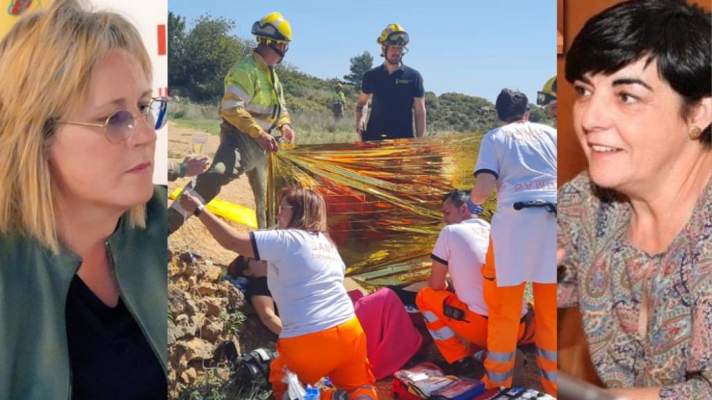 De izquierda a derecha: María José Mira, una imagen del rescate investigado y Pura Sánchez.