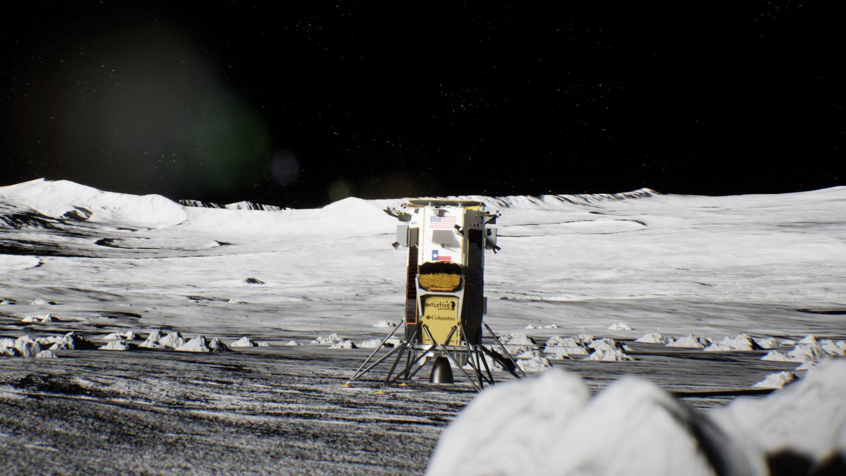 Representación del Nova-C en la superficie de la Luna
