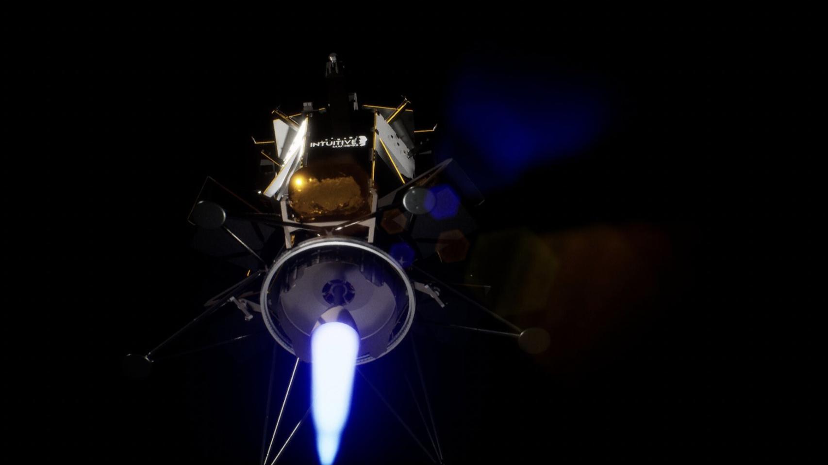 Representación del módulo lunar Nova-C aterrizando en la Luna