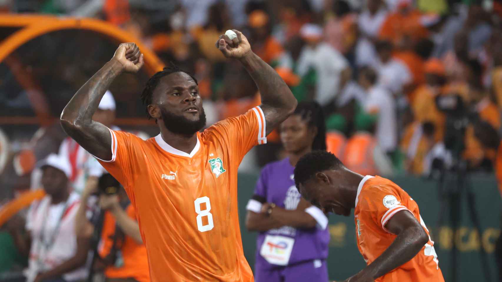 Franck Kessié celebra el gol de la victoria de Costa de Marfil en la final.