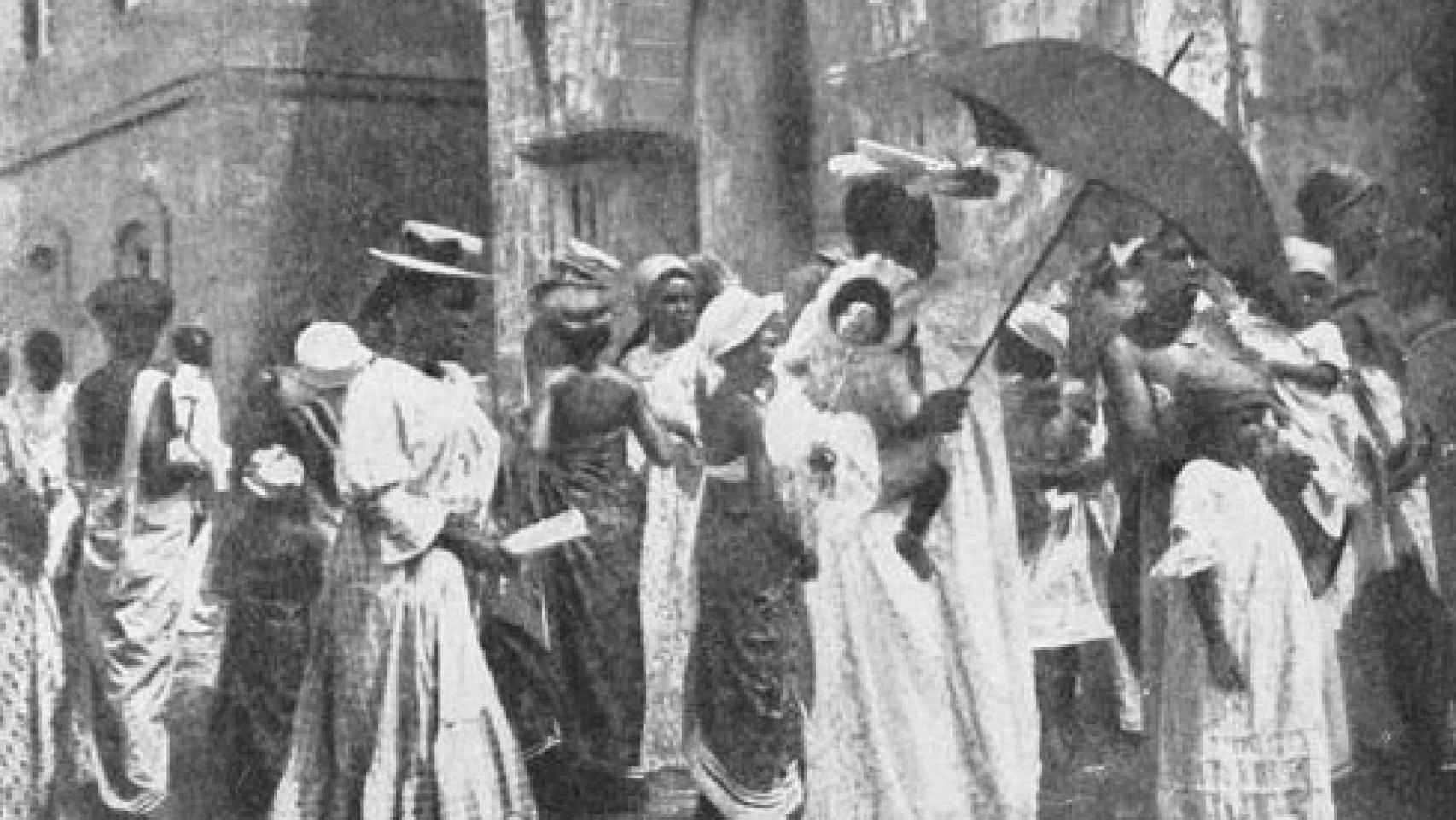 Saliendo de misa en Corisco fotografía de 1910