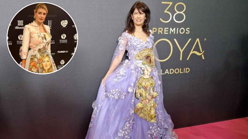 La ministra de Igualdad, Ana Redondo, y la diseñadora Rosana Largo en los Goya