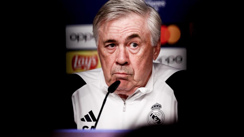 Carlo Ancelotti, en la rueda de prensa del Real Madrid.
