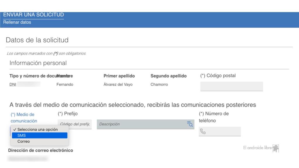 Selección de forma de identificación
