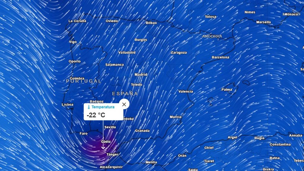Imagen de la DANA que llegará a la Península Ibérica esta semana.